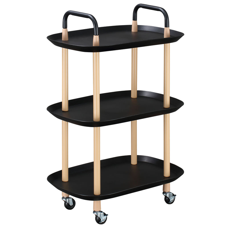 Carrello da Cucina 57,5x36,5x85 cm in Metallo e Plastica Nero e Marrone