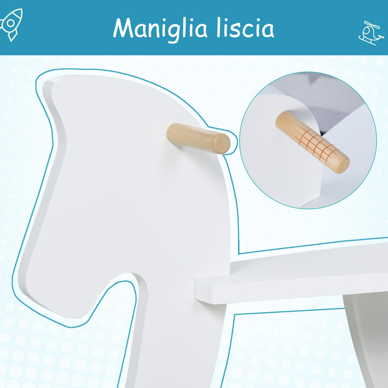 Cavallo a Dondolo per Bambini 68x26,5x48 cm in Legno Bianco