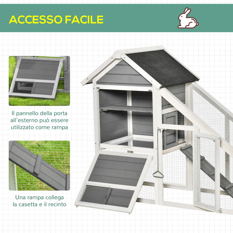 Conigliera da Esterno 140x65x120 cm in Legno Grigia