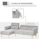 Divano Letto Angolare 207x107x60,5 cm con Penisola in Legno e Tessuto Grigio Chiaro