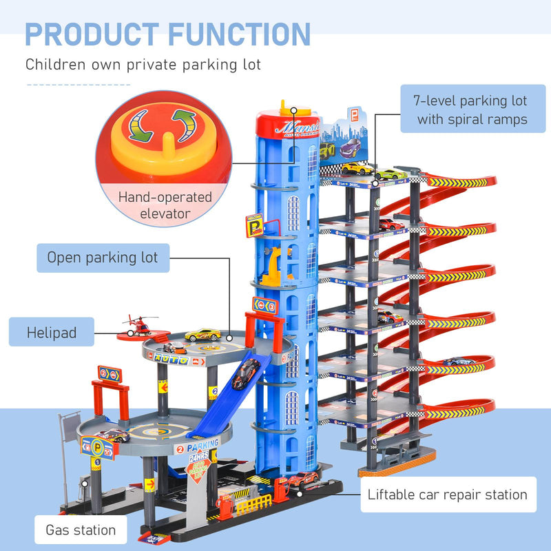 Garage Giocattolo per Bambini con Rampe  Ascensore ed Eliporto