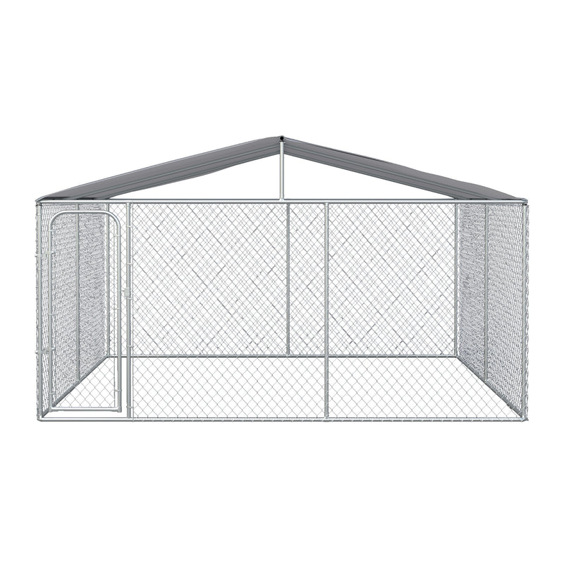 Kennel per Cani da Esterno 400x400x232 cm in Metallo Argento