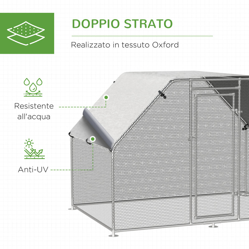 Pollaio Gabbia per Galline da Esterno 280x193,5x195 cm in Metallo