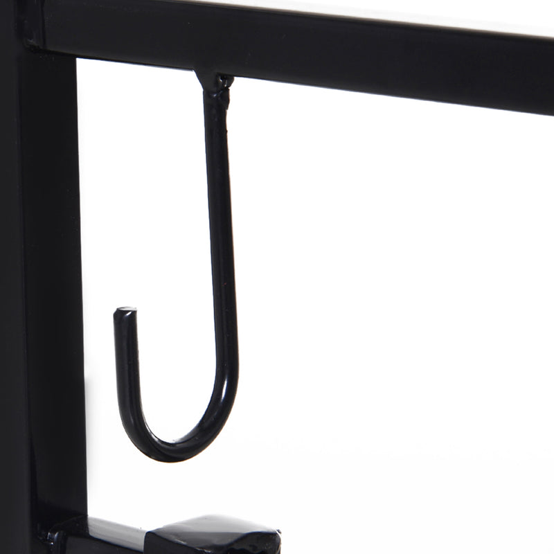 Portalegna per Camino 84x33x76 cm con Accessori in Metallo Nero