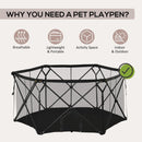 Recinto per Cani Pieghevole 148x134x67 cm in Acciaio e Tessuto Nero