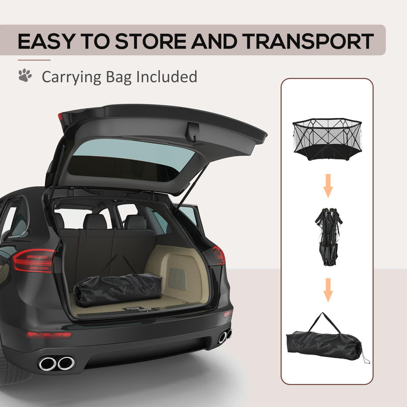 Recinto per Cani Pieghevole 148x134x67 cm in Acciaio e Tessuto Nero