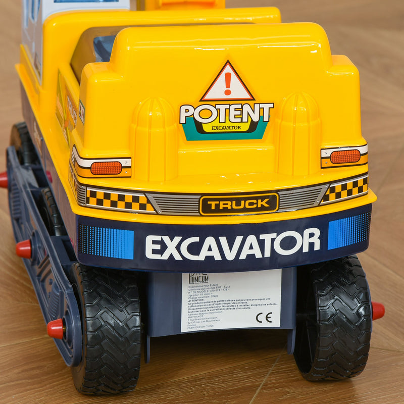 Escavatore Ruspa Cavalcabile 77x26x55 cm per Bambini Giallo