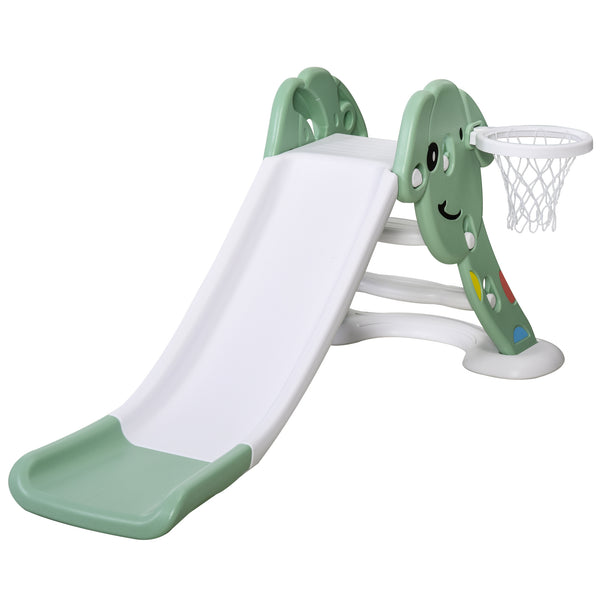 acquista Rutsche für Kinder 146 x 68 x 68 cm mit Reifen und Basketball in Grün und Weiß