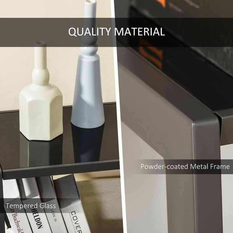 Scrivania da Ufficio 126x45x86,7 cm in Vetro e Metallo Nera