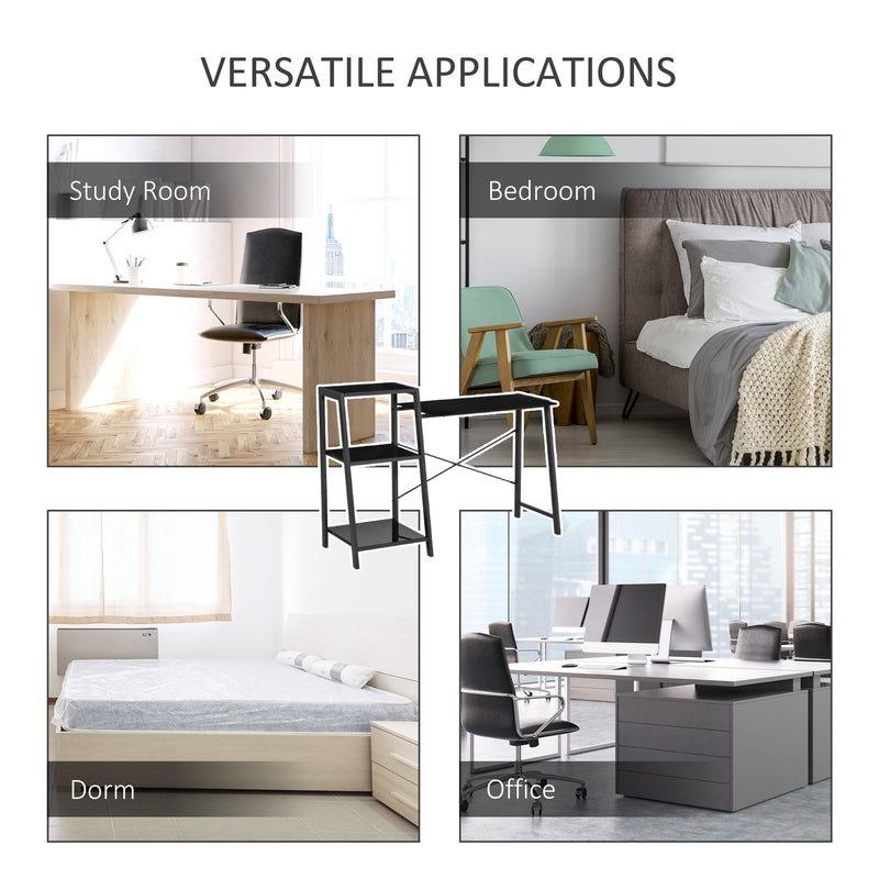 Scrivania da Ufficio 126x45x86,7 cm in Vetro e Metallo Nera