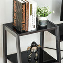 Scrivania da Ufficio 126x45x86,7 cm in Vetro e Metallo Nera