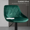 Set 2 Sgabelli da Bar 51,5x48x83-104 cm in Tessuto Effetto Velluto Verde