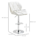 Set 2 Sgabelli da Bar 51,5x57,5x93-114,5 cm in Similpelle Bianche