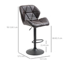 Set 2 Sgabelli da Bar 51,5x57,5x93-114,5 cm in Similpelle Marrone