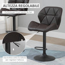 Set 2 Sgabelli da Bar 51,5x57,5x93-114,5 cm in Similpelle Marrone