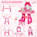 Postazione Trucco Specchiera Giocattolo per Bambini con Specchio e Accessori Rosa e Rosso