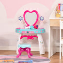 Postazione Trucco Specchiera Giocattolo per Bambini con Specchio e Accessori Azzurro e Bianco