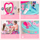 Postazione Trucco Specchiera Giocattolo per Bambini con Specchio e Accessori Azzurro e Bianco