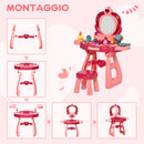 Postazione Trucco Specchiera Giocattolo per Bambini con Specchio e Accessori Rosa