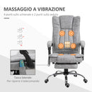 Sedia Poltrona Presidenziale da Ufficio 62x67x113-120 cm Massaggiante Riscaldante Grigia