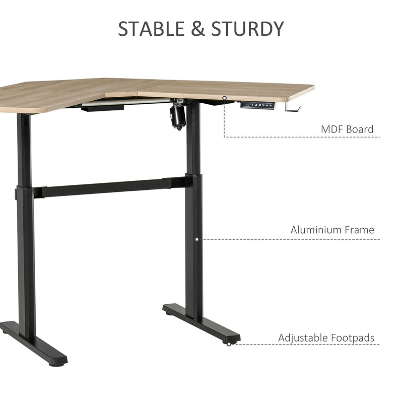Scrivania da Ufficio Angolare 167x107x72-122 cm in Alluminio e MDF Legno