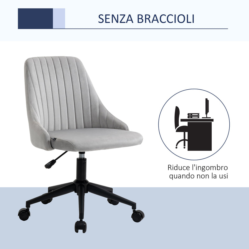 Sedia Operativa da Ufficio 50x58x77-85 cm in Tessuto Effetto Velluto Grigia