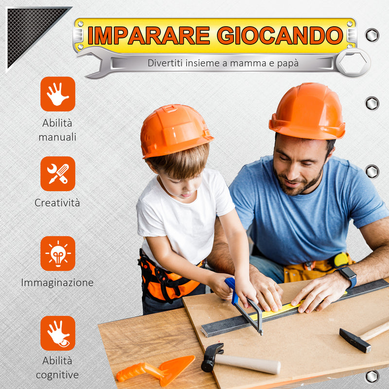 Banco di Lavoro con 50 Attrezzi per Bambini Nero e Grigio