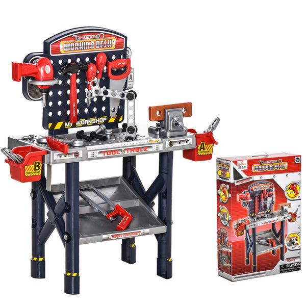 Werkbank mit 55 blauen und grauen Kinderwerkzeugen acquista