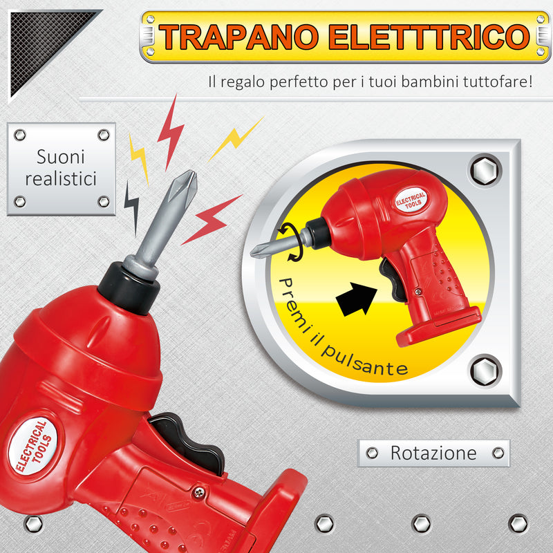 Banco di Lavoro con 55 Attrezzi per Bambini Blu e Grigio