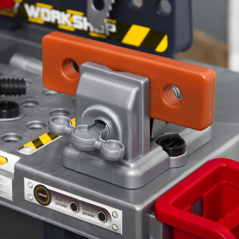 Banco di Lavoro con 55 Attrezzi per Bambini Blu e Grigio