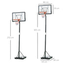 Canestro Basket da Esterno Altezza Regolabile 302-352 cm in Acciaio con Ruote Nero