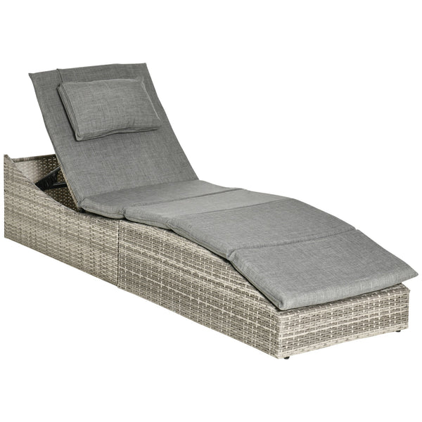 Lettino Prendisole da Giardino 60x200x40 cm in Rattan PE Grigio online