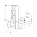 Mobile TV 1 Anta 180x38x138 cm in MDF Troya Bianco e Antracite