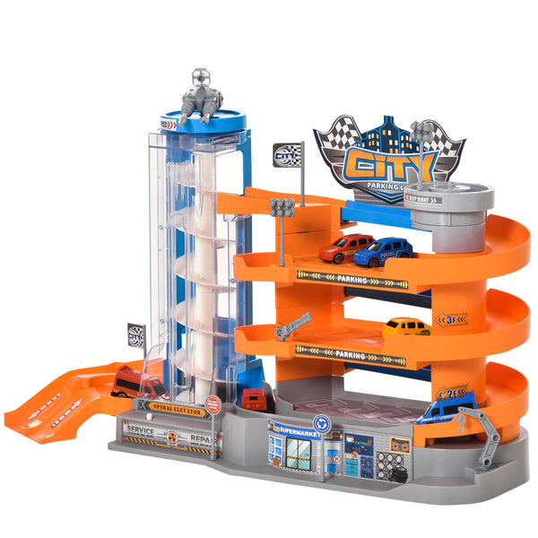 acquista Spielzeuggarage für Kinder 60 x 22 x 36 cm mit Rampen und mehrfarbigem Aufzug