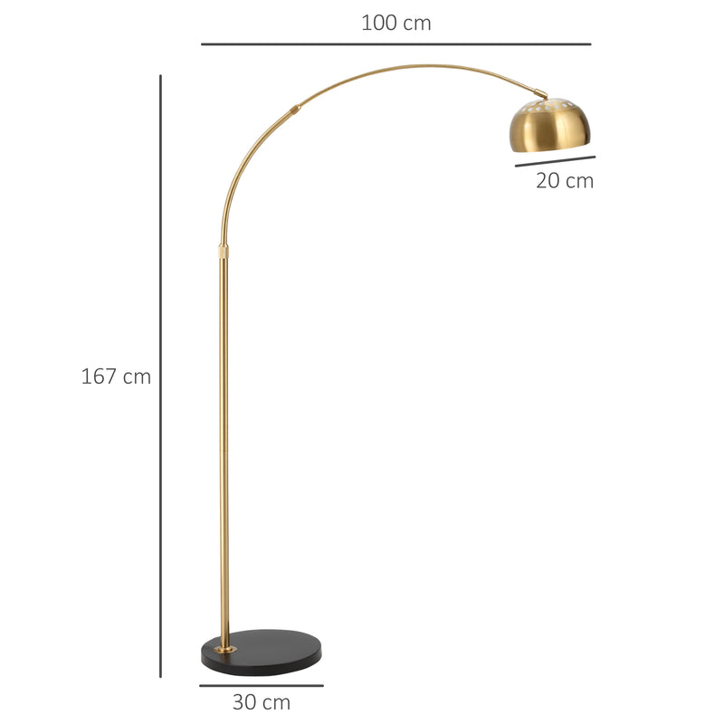 Lampada da Terra ad Arco 30x100x167 cm E27 Paralume in Metallo Oro e Nero