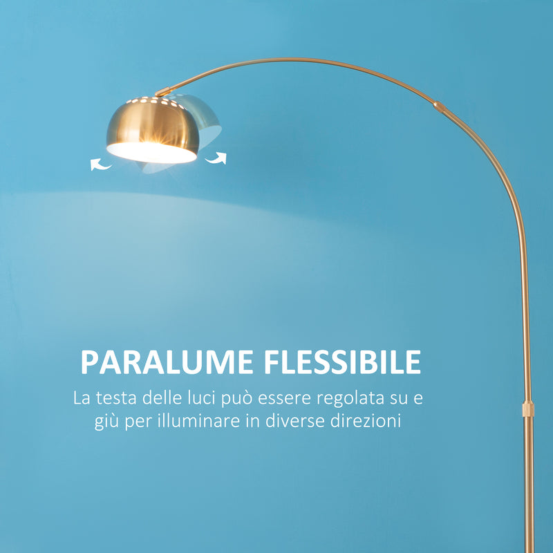 Lampada da Terra ad Arco 30x100x167 cm E27 Paralume in Metallo Oro e Nero