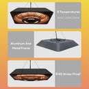 Stufa Alogena a Sospensione 45x45x10 cm 2000W con Luce LED e Telecomando Nera