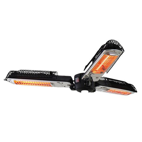 acquista Halogenstrahler 3 Stufen für Sonnenschirm 100 x 100 x 8,5 cm 2000 W Klapparme Schwarz