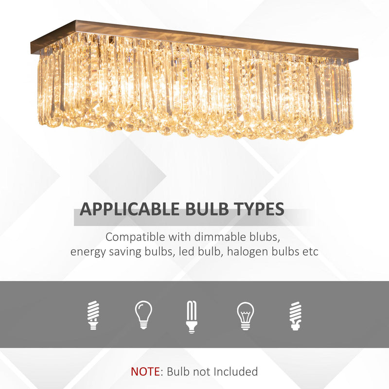 Lampadario Moderno a Gocce in Cristallo 80x25xx20 cm E14 40W Base in Acciaio Argento