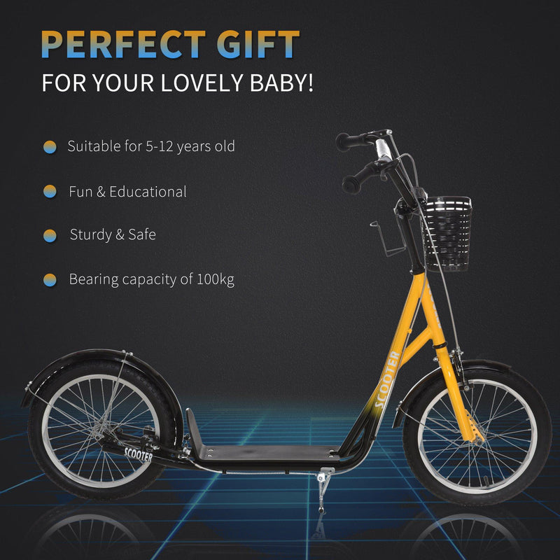 Monopattino per Bambini Ruote da 16 in Metallo Giallo