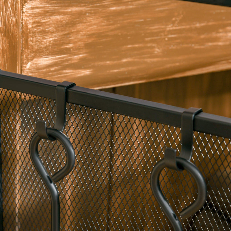 Parascintille con Antine e Porta Centrale 122x1,6x80 cm in Acciaio e Rete Metallica Nero