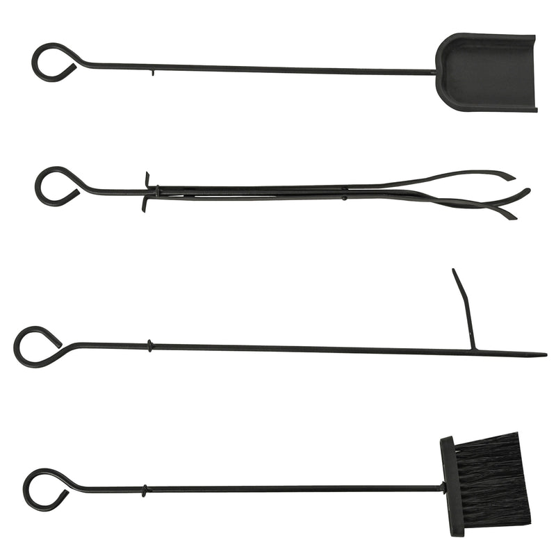 Portalegna per Camino 44,5x29,5x73 cm con Accessori in Metallo Nero