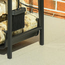 Portalegna per Camino 44,5x29,5x73 cm con Accessori in Metallo Nero