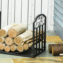 Portalegna per Camino 60,5x36x46,5 cm in Metallo Nero