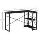 Scrivania da Ufficio Angolare 120x72,5x76,5 cm in MDF e Metallo Nero