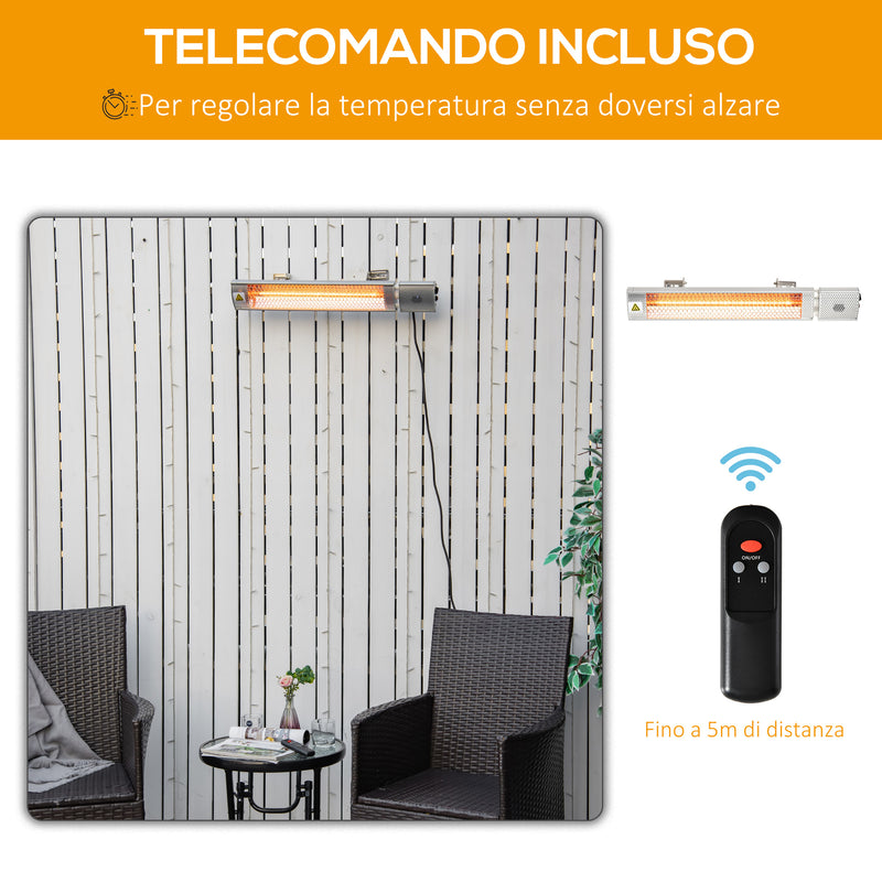 Stufa Elettrica da Parete per Esterno 67,5x10,5x7 cm 2000W Grigia