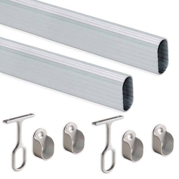 Set mit 2 Kleiderstangen für 140 cm große ovale Kleiderschränke aus eloxiertem mattem Emuca-Aluminium prezzo