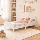Letto Montessori per Bambini 3-8 Anni 143,5x74,5x56 cm con Sponde Anti-Caduta a Forma di Nuvola in MDF Bianco      