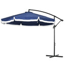 Ombrellone da Giardino Decentrato a 8 Stecche Ø295x260 cm in Acciaio e Poliestere Blu Scuro