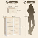 Cassettiera 80x30x94,5 cm con 8 Cassetti in Tessuto e Struttura in Acciaio Beige      